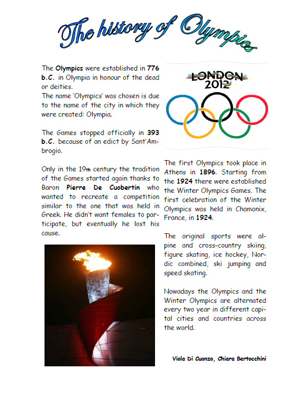 Olympics work first page