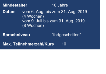 Mindestalter Englisch Mindestalter Englisch